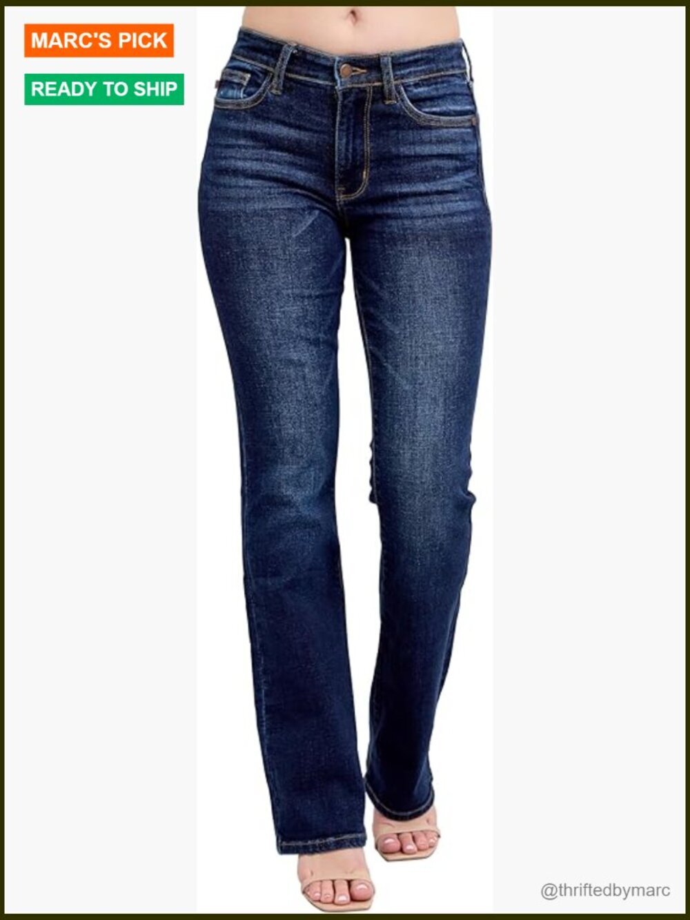 Mid Rise Bootcut Petite Jeans, Stretch Denim, Loose Fit, Machine Wash